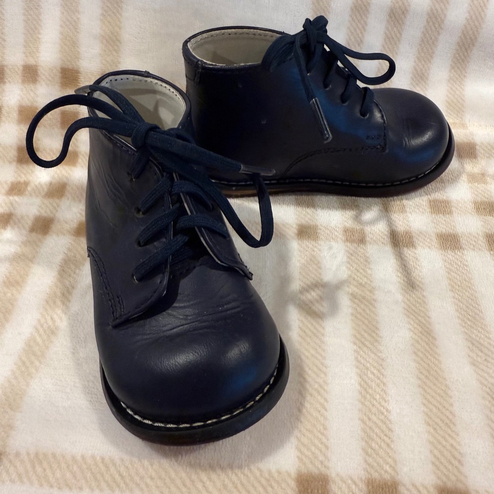 Josmo Walker Kids Navy Blue Leather Lace Up Walking Boots Style 8190 Size 5